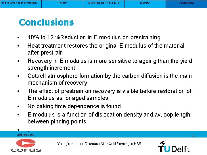 Introduction to the Problem Theory Experimental Procedure Results Conclusions • • 10% to 12 Introduction to the Problem Theory Experimental Procedure Results Conclusions • • 10% to 12