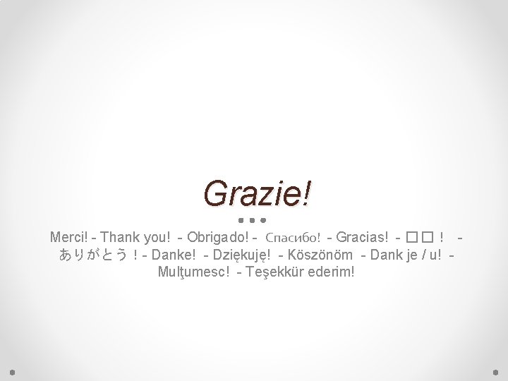 Grazie! Merci! - Thank you! - Obrigado! - Спасибо! - Gracias! - � �！