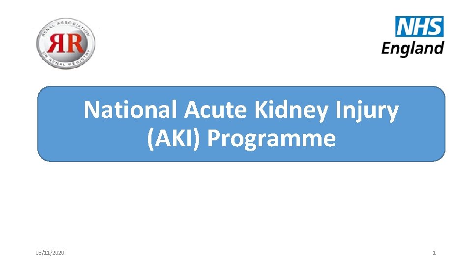 National Acute Kidney Injury (AKI) Programme 03/11/2020 1 