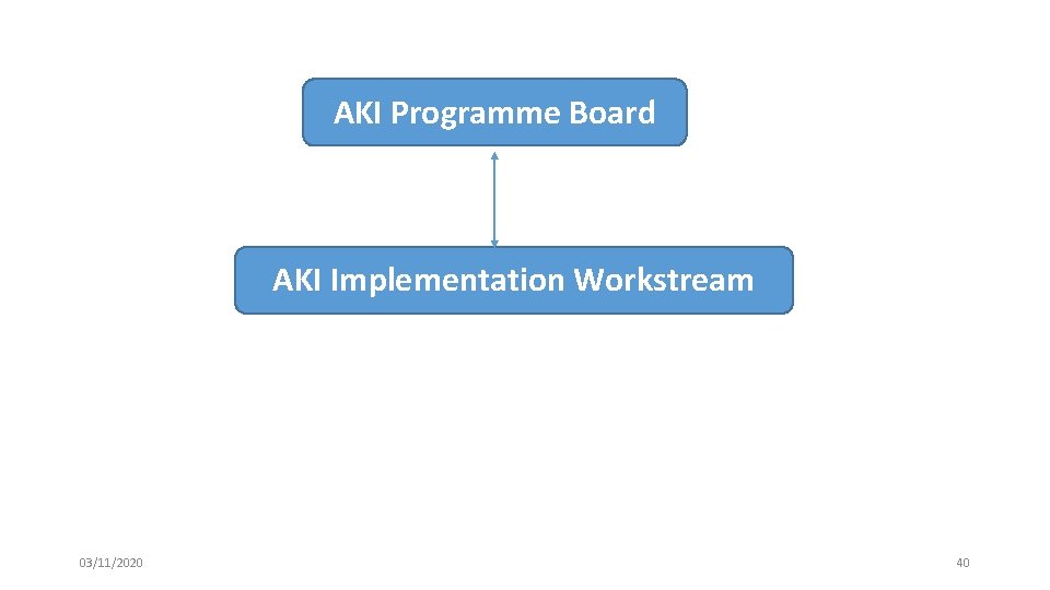 AKI Programme Board AKI Implementation Workstream 03/11/2020 40 