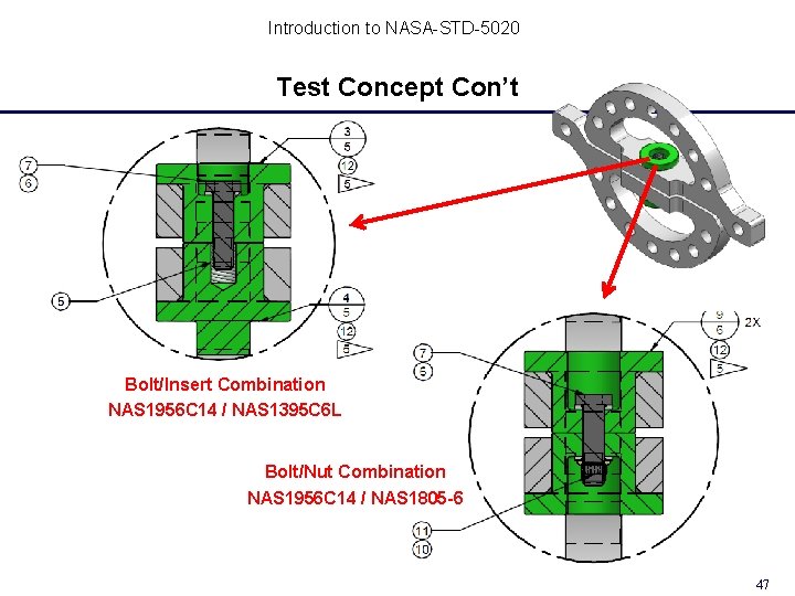 Introduction to NASA-STD-5020 Test Concept Con’t Bolt/Insert Combination NAS 1956 C 14 / NAS Introduction to NASA-STD-5020 Test Concept Con’t Bolt/Insert Combination NAS 1956 C 14 / NAS