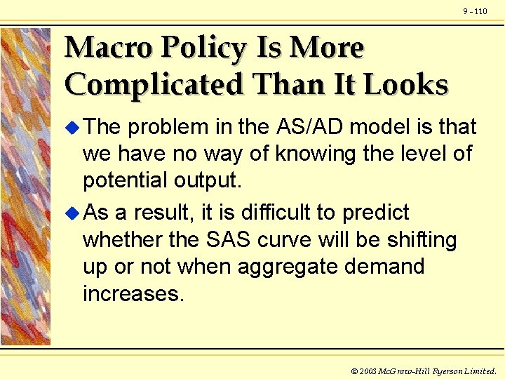 9 - 110 Macro Policy Is More Complicated Than It Looks u The problem