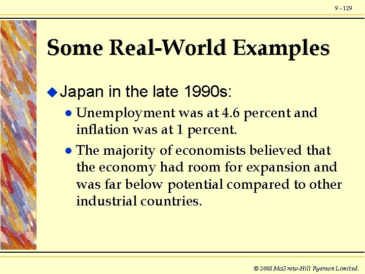 9 - 129 Some Real-World Examples u Japan in the late 1990 s: Unemployment