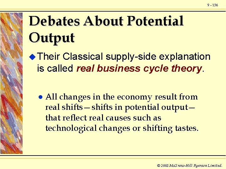 9 - 136 Debates About Potential Output u Their Classical supply-side explanation is called