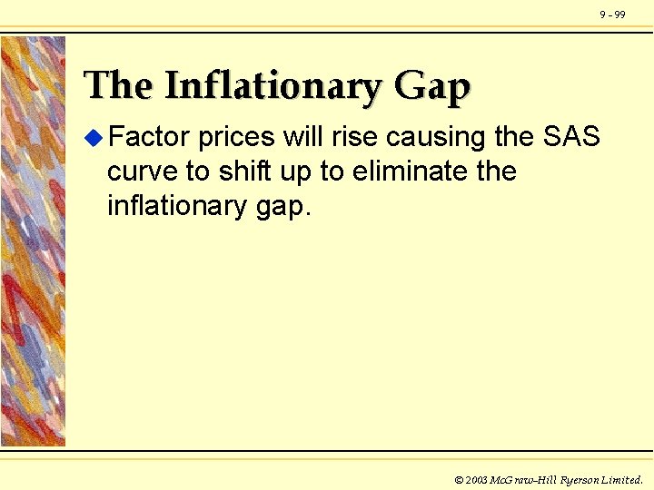 9 - 99 The Inflationary Gap u Factor prices will rise causing the SAS