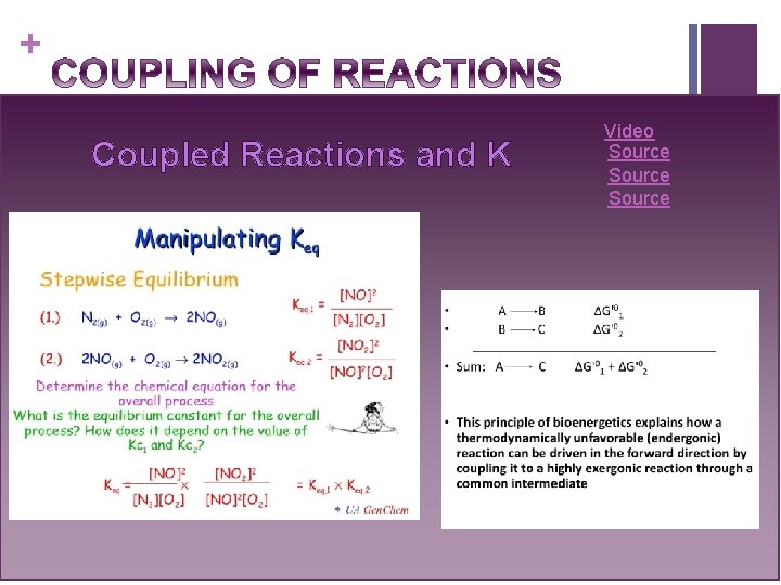 + n Coupled Reactions and K n Video Source Manipulation Equilibrium constants (K) Free