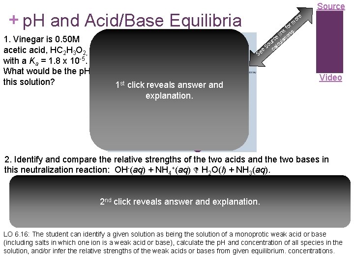 Source + p. H and Acid/Base Equilibria 1. Vinegar is 0. 50 M acetic