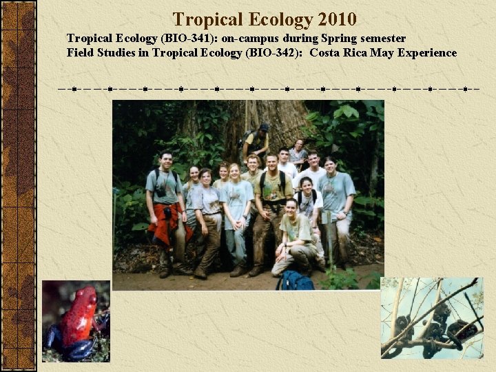 Tropical Ecology 2010 Tropical Ecology (BIO-341): on-campus during Spring semester Field Studies in Tropical