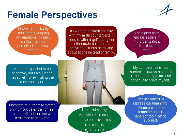 Female Perspectives I have to constantly think about keeping my emotions in check so