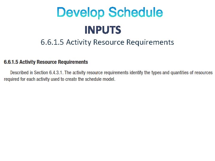 INPUTS 6. 6. 1. 5 Activity Resource Requirements 