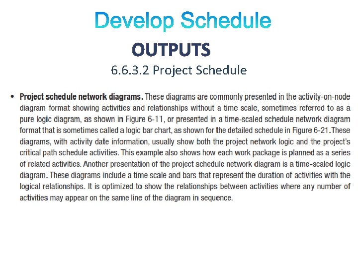 OUTPUTS 6. 6. 3. 2 Project Schedule 