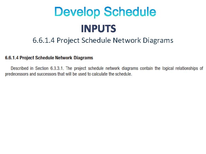 INPUTS 6. 6. 1. 4 Project Schedule Network Diagrams 