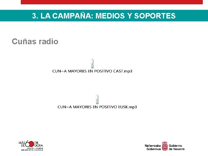 3. LA CAMPAÑA: MEDIOS Y SOPORTES Cuñas radio 