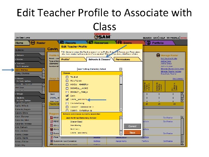 Edit Teacher Profile to Associate with Class 