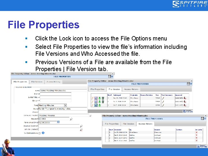 File Properties § § § Click the Lock icon to access the File Options