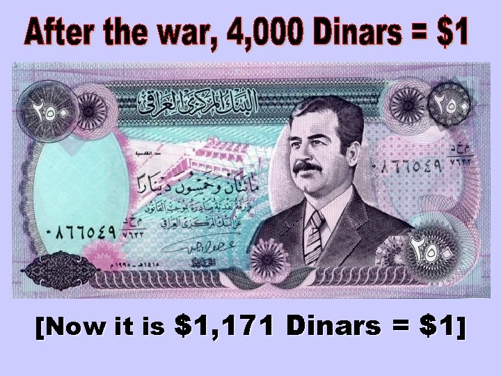 [Now it is $1, 171 Dinars = $1] 