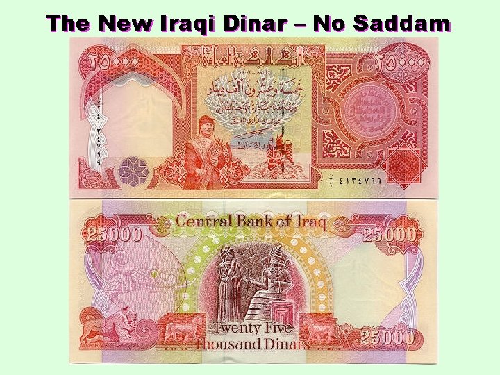 The New Iraqi Dinar – No Saddam 