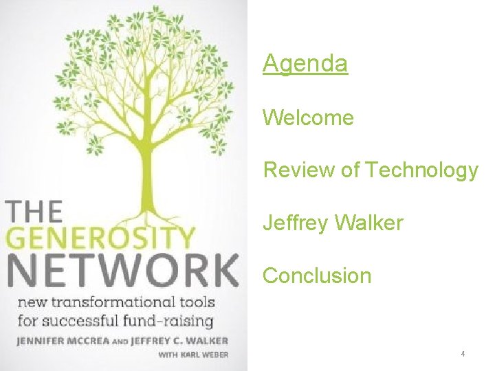 Agenda Welcome Review of Technology Jeffrey Walker Conclusion 4 