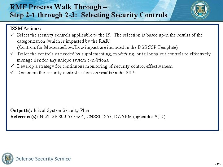 RMF Process Walk Through – Step 2 -1 through 2 -3: Selecting Security Controls