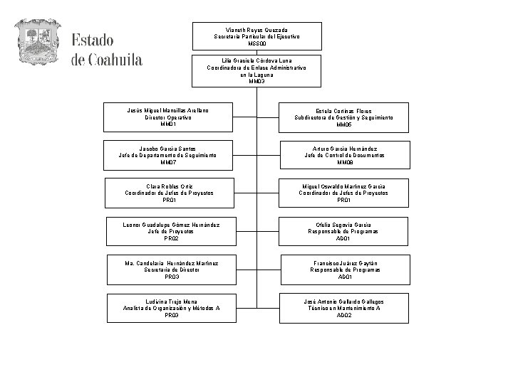 Vianeth Reyes Quezada Secretaria Particular del Ejecutivo MSS 00 Lilia Graciela Córdova Luna Coordinadora