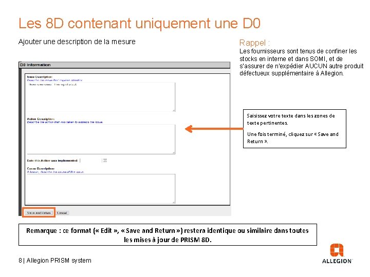 Les 8 D contenant uniquement une D 0 Ajouter une description de la mesure
