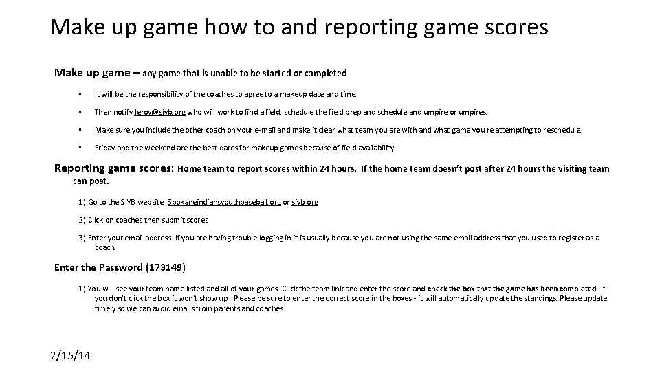 Make up game how to and reporting game scores Make up game – any