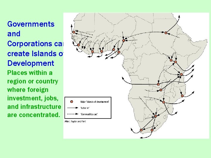 Governments and Corporations can create Islands of Development Places within a region or country