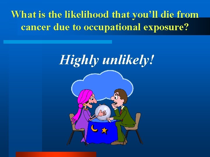 What is the likelihood that you’ll die from cancer due to occupational exposure? Highly
