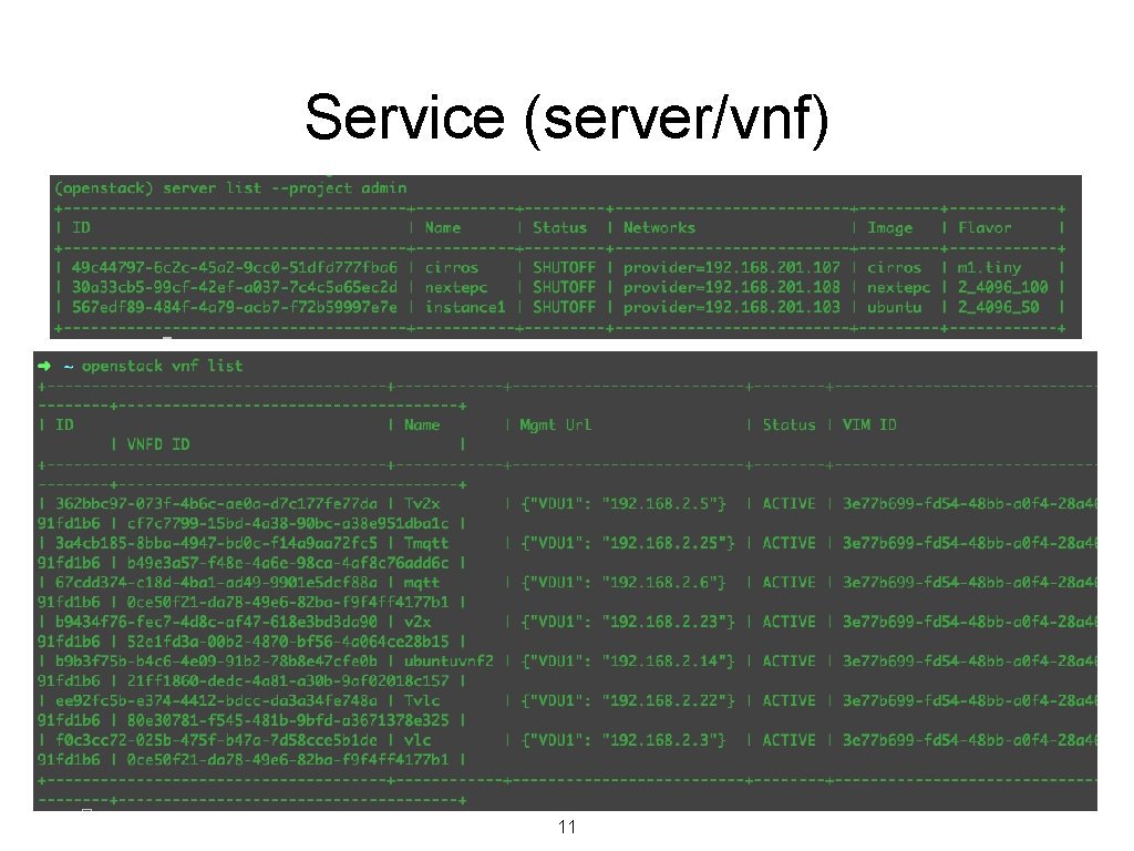Service (server/vnf) 11 