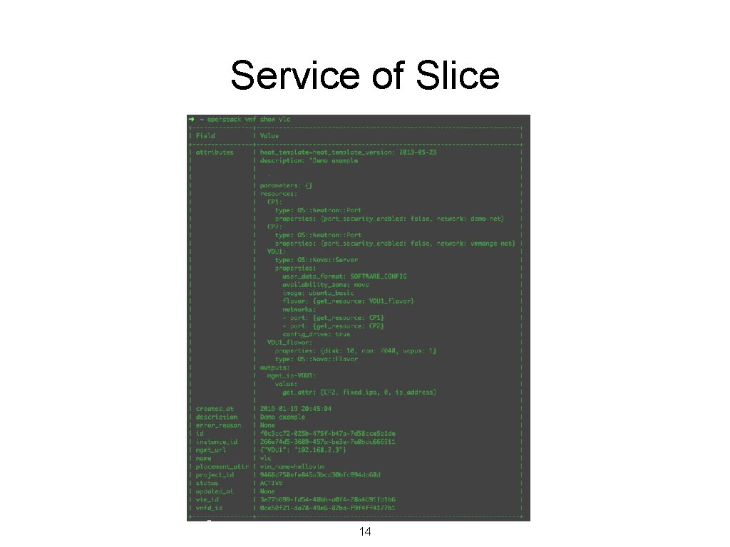 Service of Slice 14 