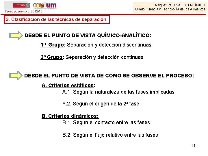 Asignatura: ANÁLISIS QUÍMICO Grado: Ciencia y Tecnología de los Alimentos Curso académico: 2012/13 3.
