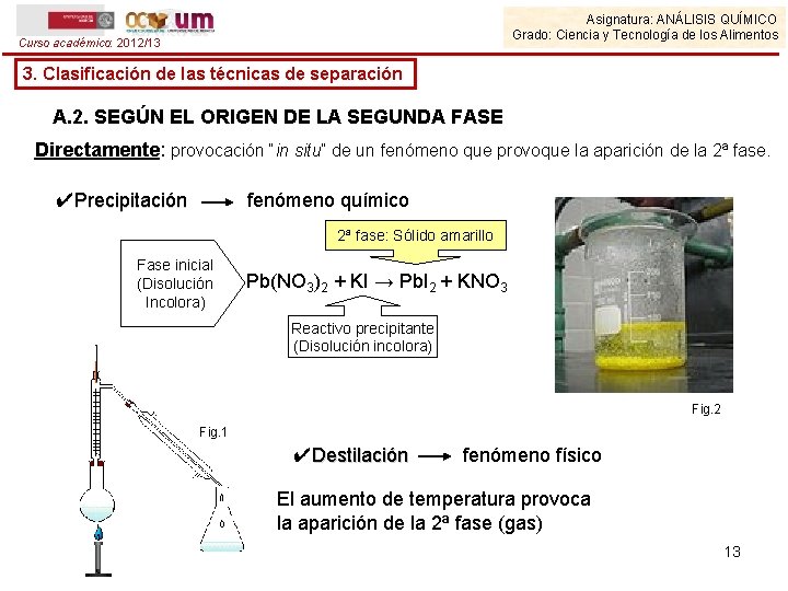 Asignatura: ANÁLISIS QUÍMICO Grado: Ciencia y Tecnología de los Alimentos Curso académico: 2012/13 3.