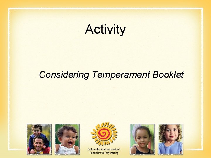 Activity Considering Temperament Booklet 