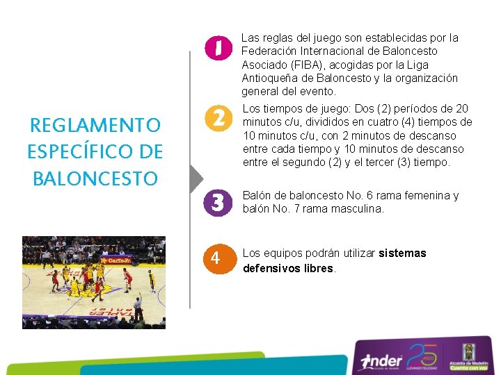 Las reglas del juego son establecidas por la Federación Internacional de Baloncesto Asociado (FIBA),