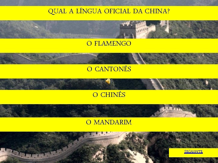 QUAL A LÍNGUA OFICIAL DA CHINA? O FLAMENGO O CANTONÊS O CHINÊS O MANDARIM