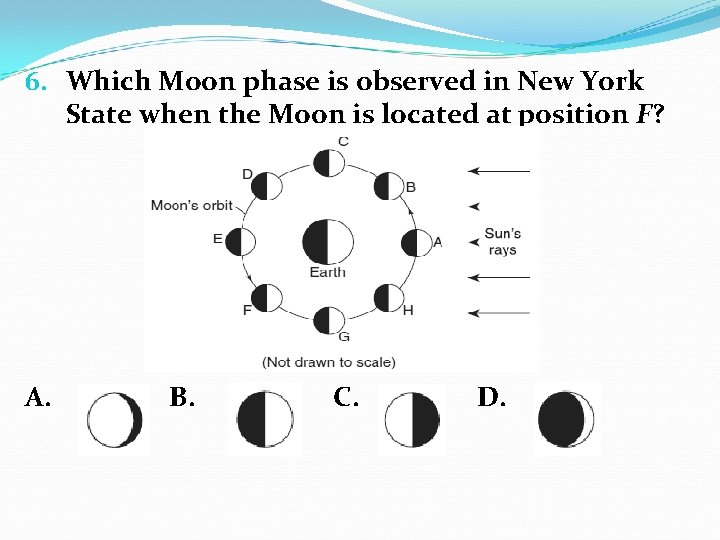6. Which Moon phase is observed in New York State when the Moon is
