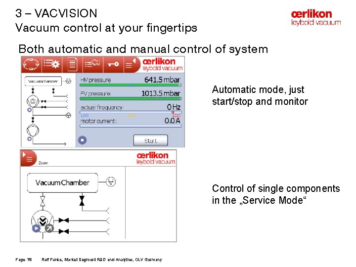 3 – VACVISION Vacuum control at your fingertips Both automatic and manual control of