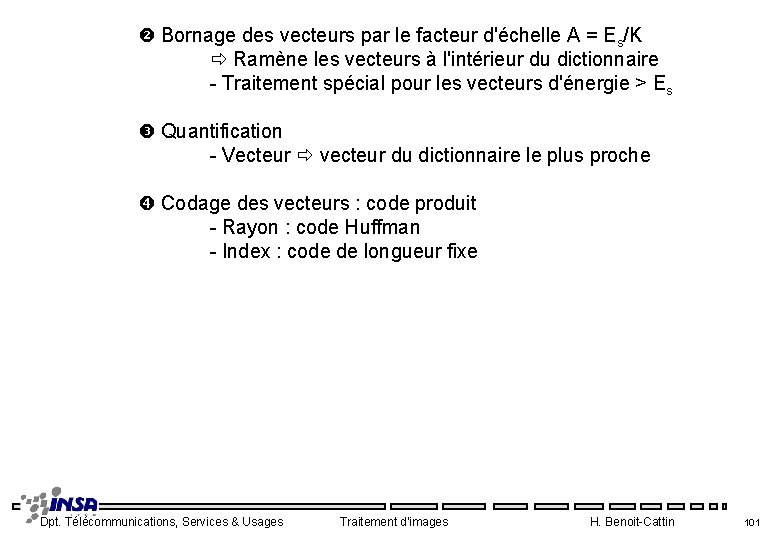  Bornage des vecteurs par le facteur d'échelle A = Es/K Ramène les vecteurs