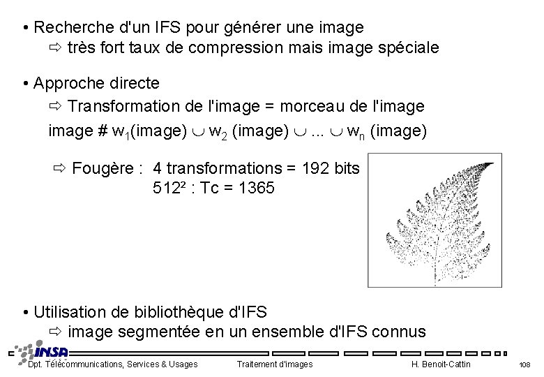  • Recherche d'un IFS pour générer une image très fort taux de compression