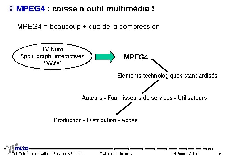 3 MPEG 4 : caisse à outil multimédia ! MPEG 4 = beaucoup +