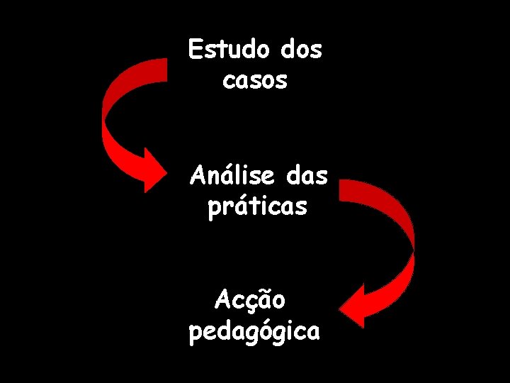 Estudo dos casos Análise das práticas Acção pedagógica 