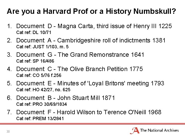 Are you a Harvard Prof or a History Numbskull? 1. Document D - Magna