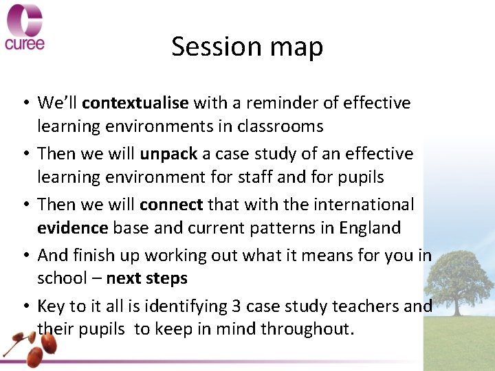 Session map • We’ll contextualise with a reminder of effective learning environments in classrooms