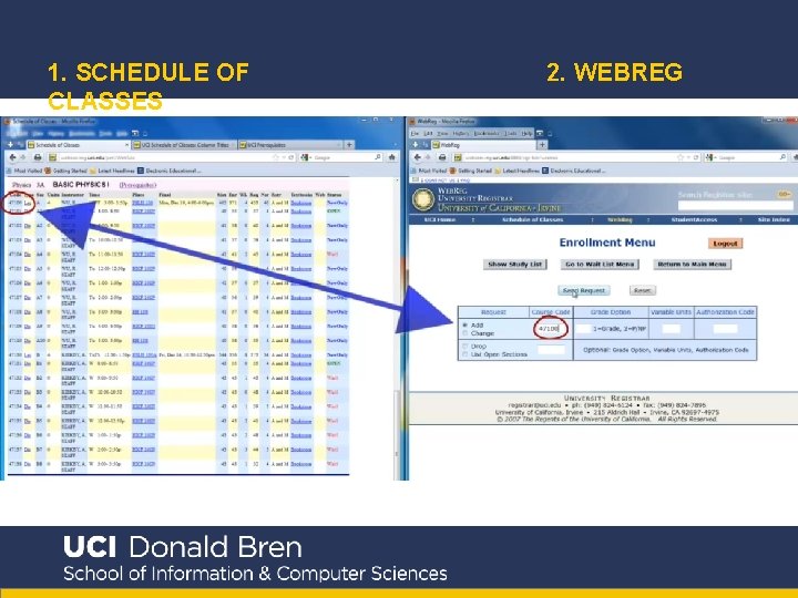 1. SCHEDULE OF CLASSES 2. WEBREG 
