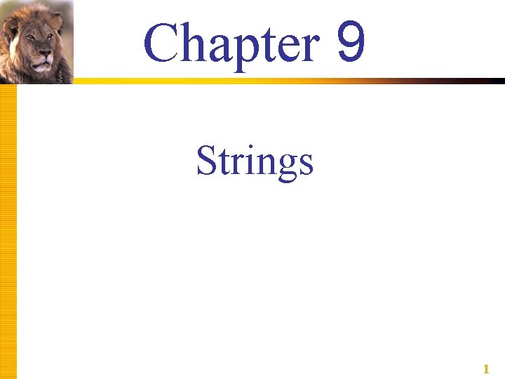 Chapter 9 Strings 1 