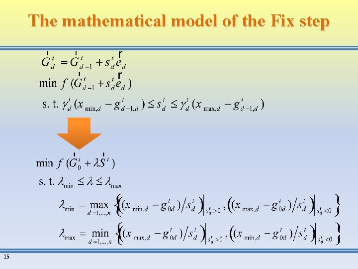 The mathematical model of the Fix step 15 