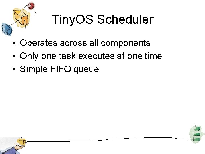 Tiny. OS Scheduler • Operates across all components • Only one task executes at