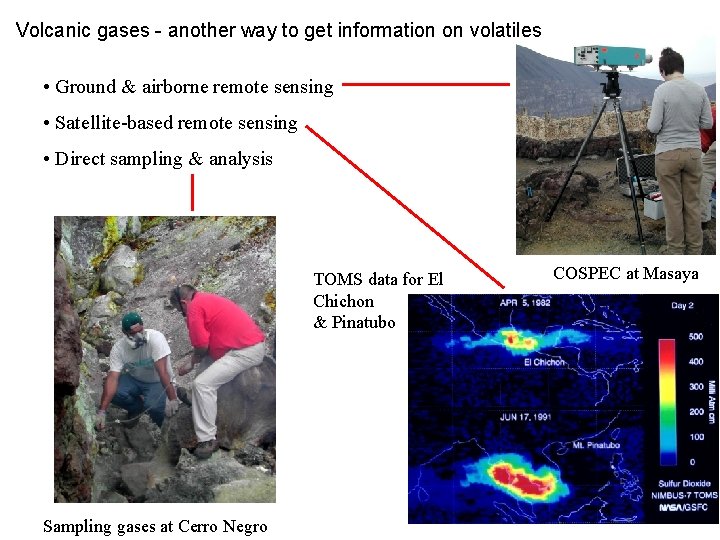 Volcanic gases - another way to get information on volatiles • Ground & airborne