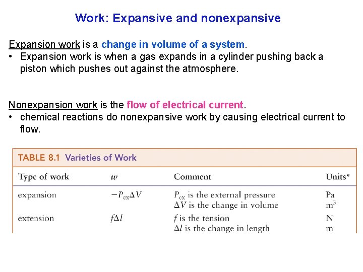 Work: Expansive and nonexpansive Expansion work is a change in volume of a system.