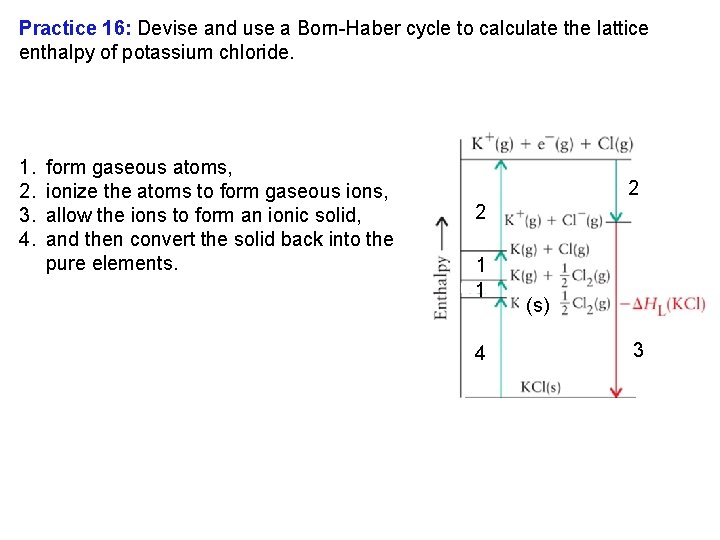 Practice 16: Devise and use a Born Haber cycle to calculate the lattice enthalpy